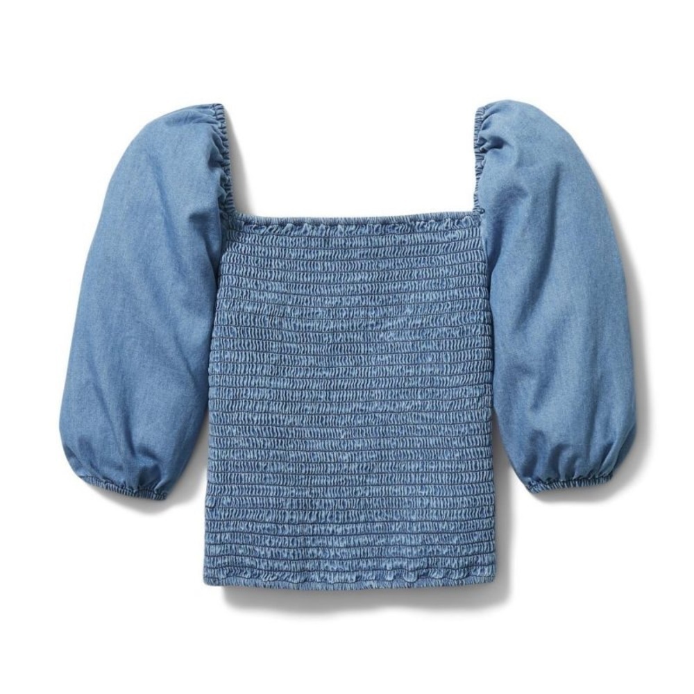 Janie and Jack Chambray smocked denim top 8 girls